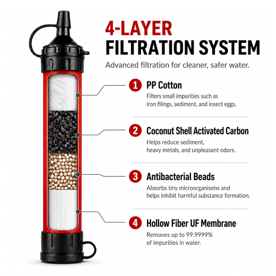 Filter Sraw PureFlow Emergency Water Filter Straw (Upgraded Version 2026 ...